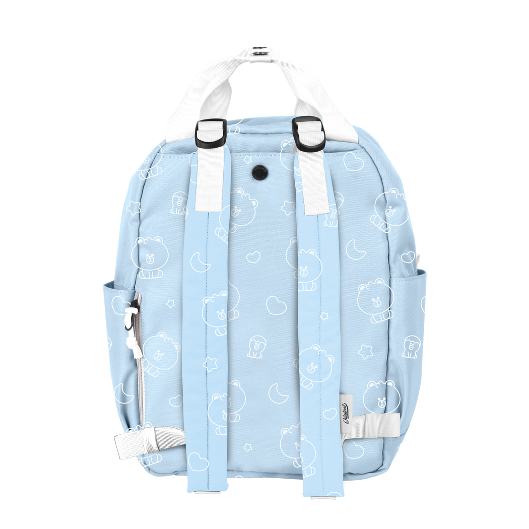 LINE FRIENDS MEETS Grinstant CARA 13" BACKPACK - MINI BROWN OVERPRINT EDITION