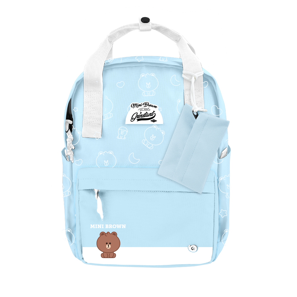 LINE FRIENDS MEETS Grinstant CARA 13" BACKPACK - MINI BROWN OVERPRINT EDITION