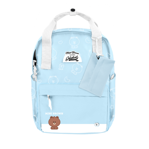 LINE FRIENDS MEETS Grinstant CARA 13" BACKPACK - MINI BROWN OVERPRINT EDITION