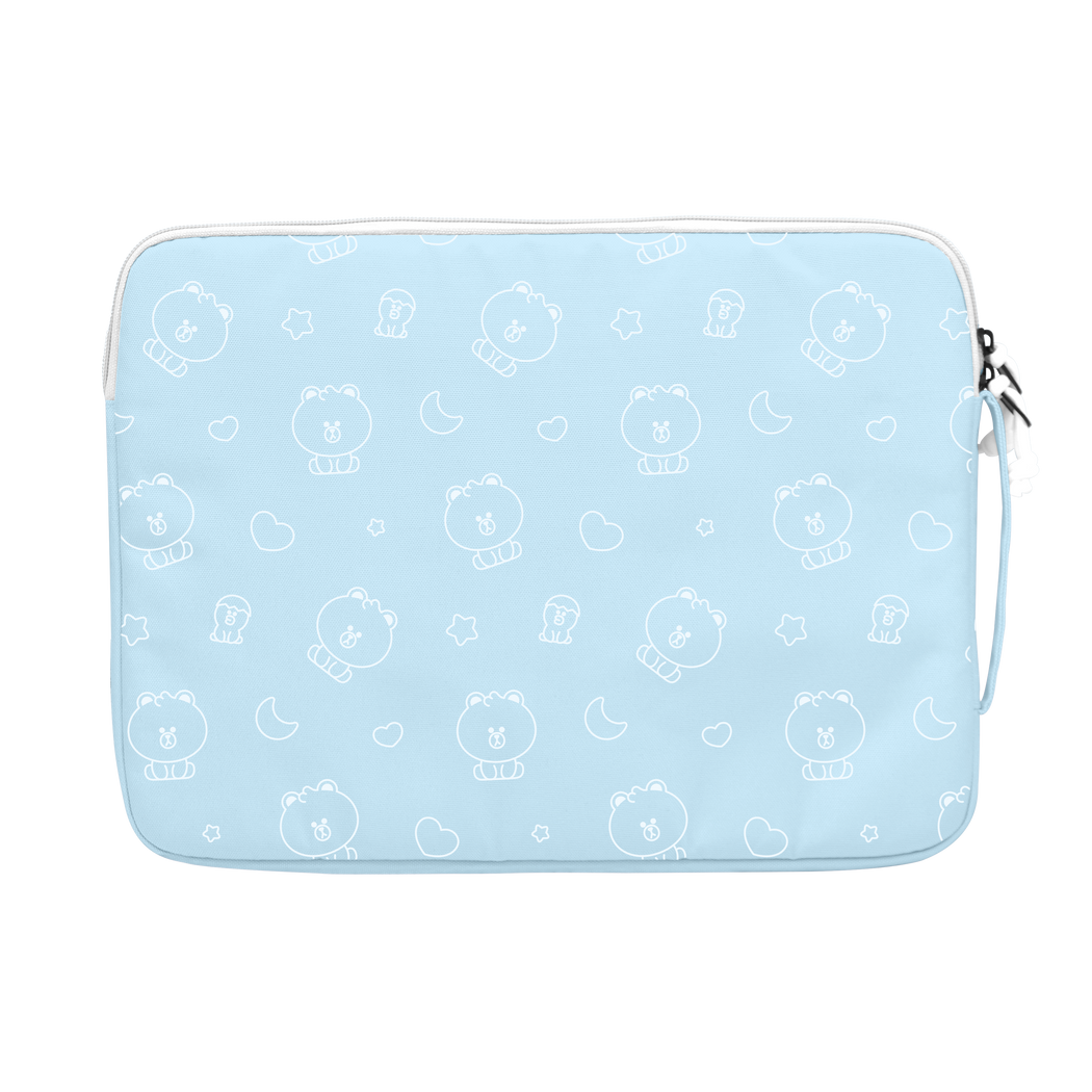 LINE FRIENDS MEETS Grinstant 13.3” Laptop Sleeve in MINI BROWN Overprint