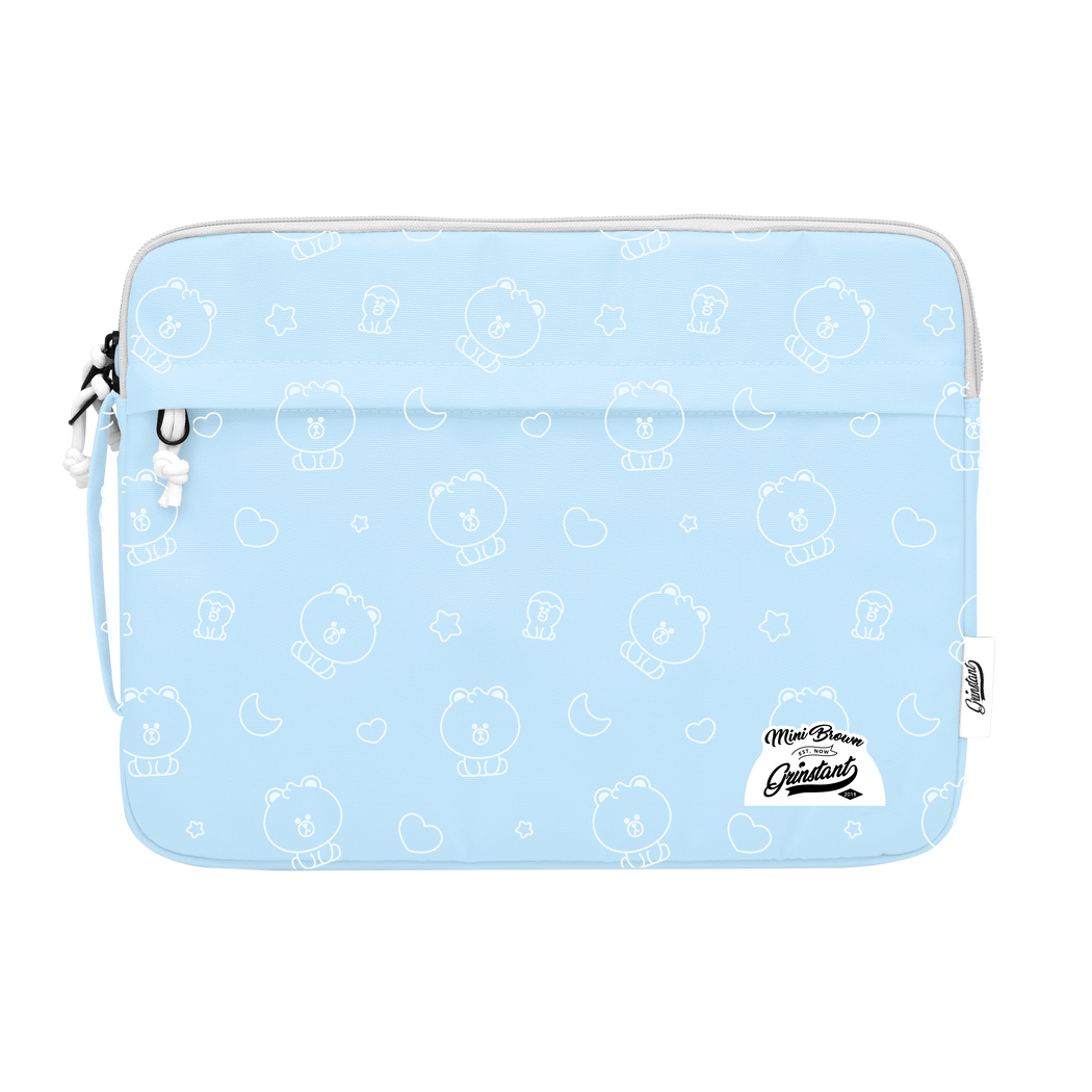 LINE FRIENDS MEETS Grinstant 13.3” Laptop Sleeve in MINI BROWN Overprint
