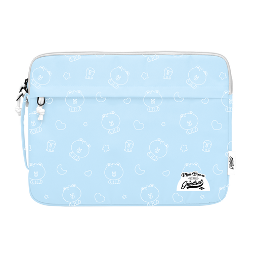 LINE FRIENDS MEETS Grinstant 13.3” Laptop Sleeve in MINI BROWN Overprint